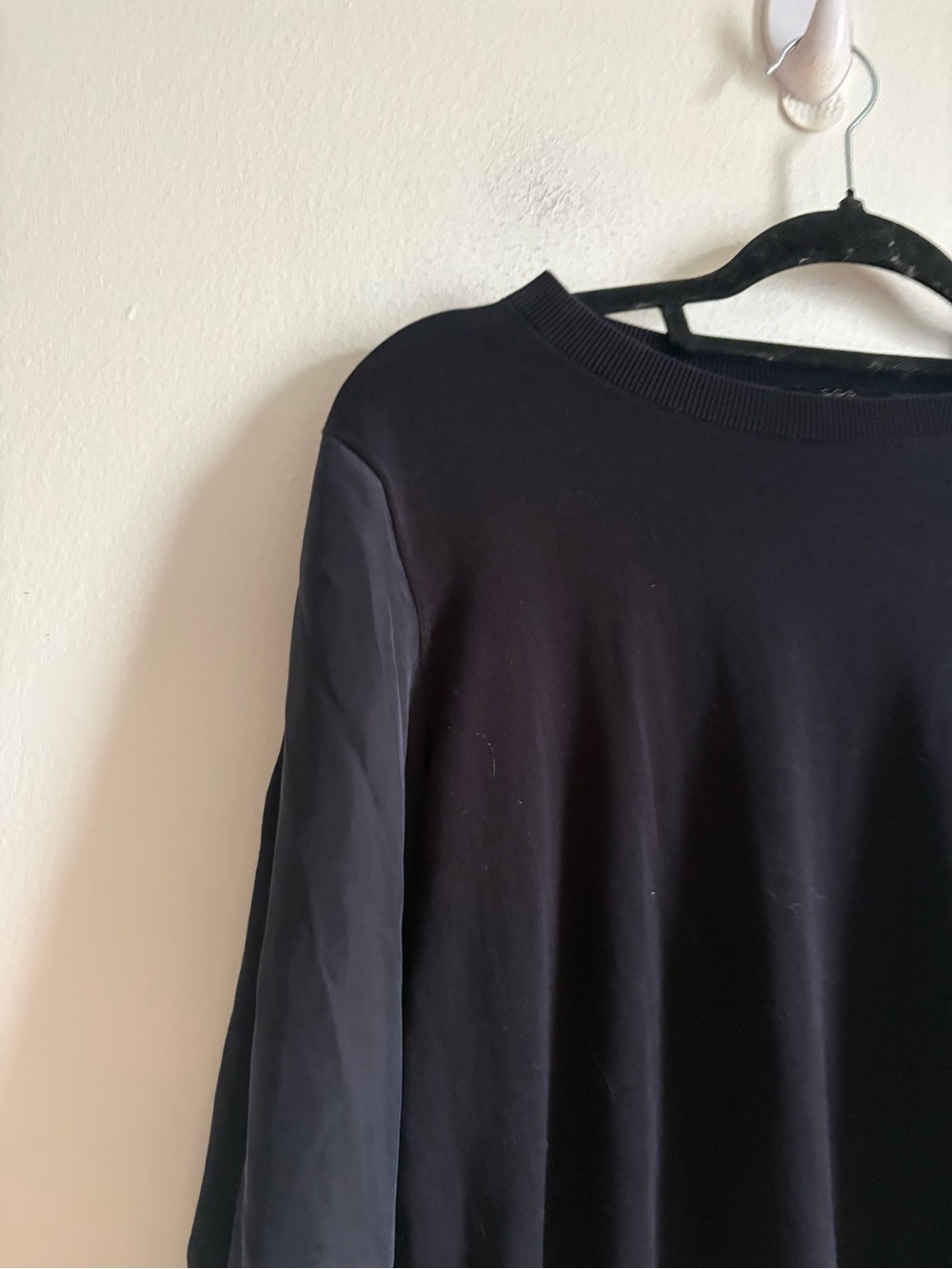 COS Sz M Navy Mixed Media Cotton Silk Minimalist Sweater - Picture 3 of 10